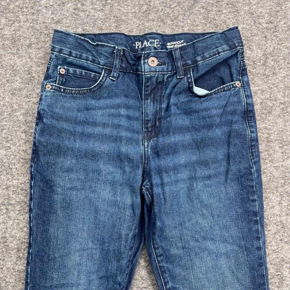 The Childrens Place Boys Blue Bootcut Jeans Medium Wash Size 12 Semi-Evase Denim